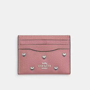 Slim Id Card Case With Heart Rivets